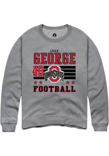 Logan George Rally Mens Grey Ohio State Buckeyes NIL Striped Crew Sweatshirt