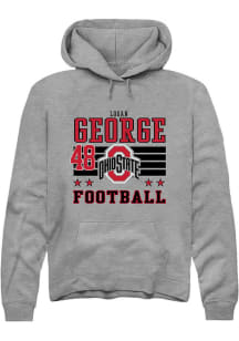 Logan George Rally Mens Grey Ohio State Buckeyes NIL Striped Hooded Sweatshirt
