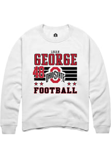 Logan George Rally Mens White Ohio State Buckeyes NIL Striped Crew Sweatshirt