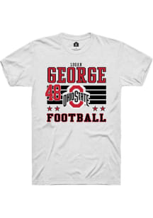 Logan George White Ohio State Buckeyes NIL Striped Short Sleeve T Shirt