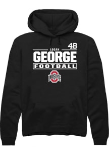 Logan George Rally Mens Black Ohio State Buckeyes NIL Stacked Box Hooded Sweatshirt