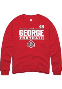 Logan George Rally Mens Red Ohio State Buckeyes NIL Stacked Box Crew Sweatshirt