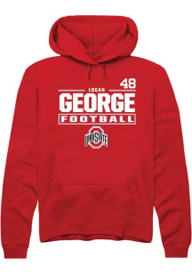 Logan George Rally Mens Red Ohio State Buckeyes NIL Stacked Box Hooded Sweatshirt