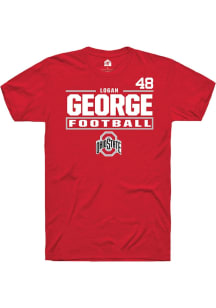 Logan George Red Ohio State Buckeyes NIL Stacked Box Short Sleeve T Shirt