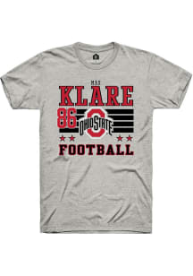 Max Klare Ash Ohio State Buckeyes NIL Striped Short Sleeve T Shirt