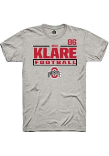 Max Klare Ash Ohio State Buckeyes NIL Stacked Box Short Sleeve T Shirt
