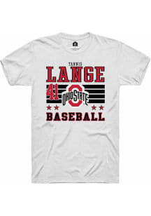 Tannis Lange White Ohio State Buckeyes NIL Striped Short Sleeve T Shirt