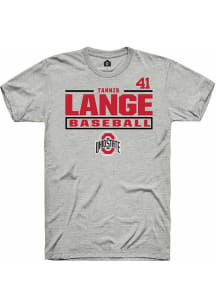 Tannis Lange Ash Ohio State Buckeyes NIL Stacked Box Short Sleeve T Shirt