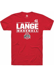 Tannis Lange Red Ohio State Buckeyes NIL Stacked Box Short Sleeve T Shirt