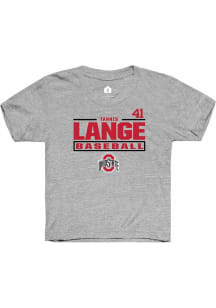 Tannis Lange Rally Youth Grey Ohio State Buckeyes NIL Stacked Box Short Sleeve T-Shirt