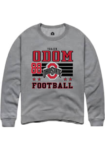 trajen odom Rally Mens Grey Ohio State Buckeyes NIL Striped Crew Sweatshirt