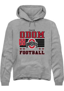 trajen odom Rally Mens Grey Ohio State Buckeyes NIL Striped Hooded Sweatshirt