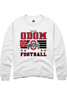 trajen odom Rally Mens White Ohio State Buckeyes NIL Striped Crew Sweatshirt