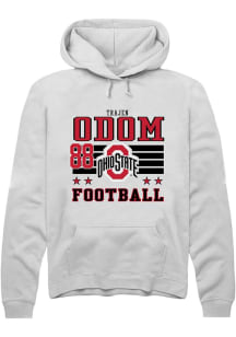 trajen odom Rally Mens White Ohio State Buckeyes NIL Striped Hooded Sweatshirt