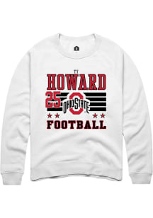 Ty Howard Rally Mens White Ohio State Buckeyes NIL Striped Crew Sweatshirt