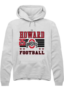 Ty Howard Rally Mens White Ohio State Buckeyes NIL Striped Hooded Sweatshirt