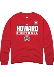 Ty Howard Rally Mens Red Ohio State Buckeyes NIL Stacked Box Crew Sweatshirt