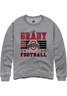 Zion Grady Rally Mens Grey Ohio State Buckeyes NIL Striped Crew Sweatshirt