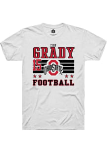 Zion Grady White Ohio State Buckeyes NIL Striped Short Sleeve T Shirt