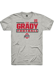 Zion Grady Ash Ohio State Buckeyes NIL Stacked Box Short Sleeve T Shirt
