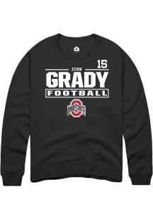 Zion Grady Rally Mens Black Ohio State Buckeyes NIL Stacked Box Crew Sweatshirt