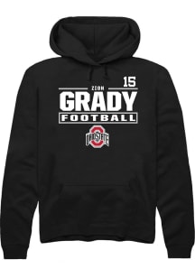 Zion Grady Rally Mens Black Ohio State Buckeyes NIL Stacked Box Hooded Sweatshirt