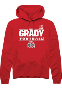 Zion Grady Rally Mens Red Ohio State Buckeyes NIL Stacked Box Hooded Sweatshirt
