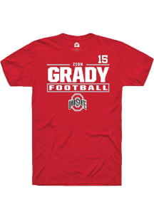 Zion Grady Red Ohio State Buckeyes NIL Stacked Box Short Sleeve T Shirt