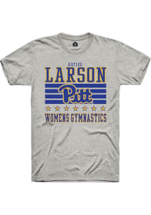 Kaylee Larson Ash Pitt Panthers NIL Striped Short Sleeve T Shirt