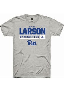 Kaylee Larson Ash Pitt Panthers NIL Stacked Box Short Sleeve T Shirt