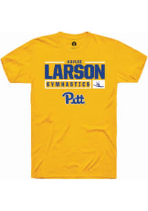 Kaylee Larson Gold Pitt Panthers NIL Stacked Box Short Sleeve T Shirt