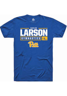 Kaylee Larson Blue Pitt Panthers NIL Stacked Box Short Sleeve T Shirt