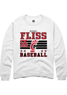Michael Fliss Rally Mens White Cincinnati Bearcats NIL Striped Crew Sweatshirt