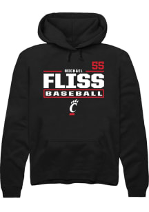 Michael Fliss Rally Mens Black Cincinnati Bearcats NIL Stacked Box Hooded Sweatshirt