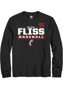 Michael Fliss Rally Mens Black Cincinnati Bearcats NIL Stacked Box Tee