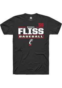 Michael Fliss Black Cincinnati Bearcats NIL Stacked Box Short Sleeve T Shirt