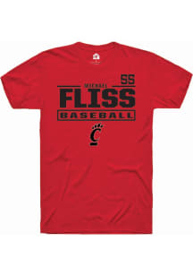 Michael Fliss Red Cincinnati Bearcats NIL Stacked Box Short Sleeve T Shirt