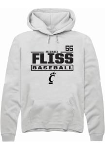 Michael Fliss Rally Mens White Cincinnati Bearcats NIL Stacked Box Hooded Sweatshirt