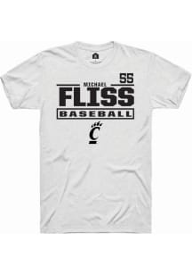Michael Fliss White Cincinnati Bearcats NIL Stacked Box Short Sleeve T Shirt