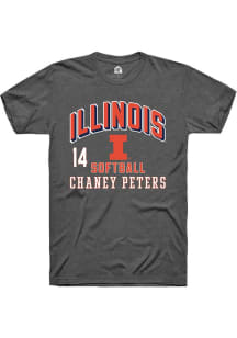 Chaney Peters Grey Illinois Fighting Illini NIL Arch Logo Short Sleeve T Shirt