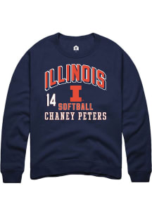 Chaney Peters Rally Mens Navy Blue Illinois Fighting Illini NIL Arch Logo Crew Sweatshirt