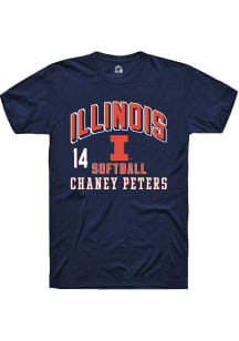 Chaney Peters Navy Blue Illinois Fighting Illini NIL Arch Logo Short Sleeve T Shirt