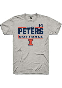 Chaney Peters Ash Illinois Fighting Illini NIL Stacked Box Short Sleeve T Shirt