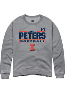 Chaney Peters Rally Mens Graphite Illinois Fighting Illini NIL Stacked Box Crew Sweatshirt