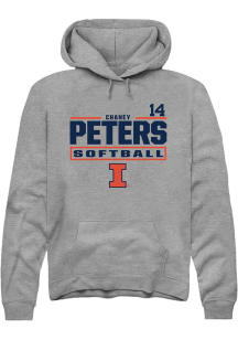 Chaney Peters Rally Mens Graphite Illinois Fighting Illini NIL Stacked Box Hooded Sweatshirt