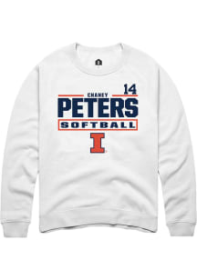 Chaney Peters Rally Mens White Illinois Fighting Illini NIL Stacked Box Crew Sweatshirt