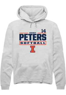 Chaney Peters Rally Mens White Illinois Fighting Illini NIL Stacked Box Hooded Sweatshirt