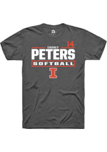 Chaney Peters Grey Illinois Fighting Illini NIL Stacked Box Short Sleeve T Shirt