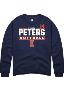 Chaney Peters Rally Mens Navy Blue Illinois Fighting Illini NIL Stacked Box Crew Sweatshirt