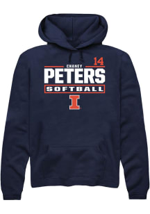 Chaney Peters Rally Mens Navy Blue Illinois Fighting Illini NIL Stacked Box Hooded Sweatshirt